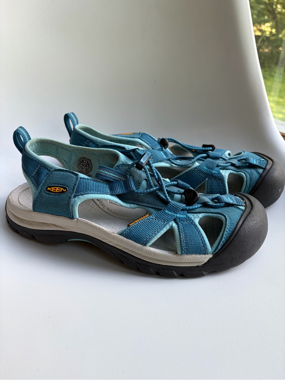Keen Women’s 10.5 Teal Blue Closed-Toe Outdoor Waterproof Sandals